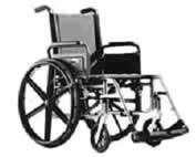 A pediatric wheelchair with footrests.