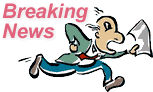 Breaking news cartoon - man running with newspaper