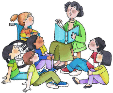 teacher reading to children (one child is in a wheelchair)