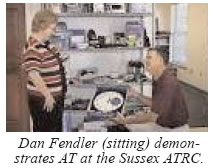 Photo of Dan Fendler demonstating AT at the Sussex ATRC